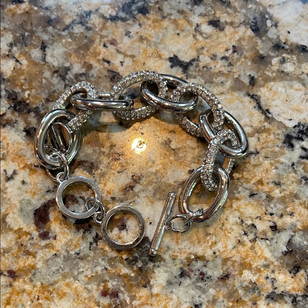 Chico's Silver and Rhinestone Link Bracelet